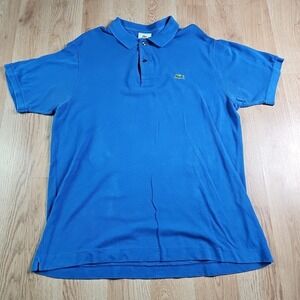 Lacoste Short Sleeve Golf Polo Shirt Mens Size 6 Blue Stretch Casual Embroidered